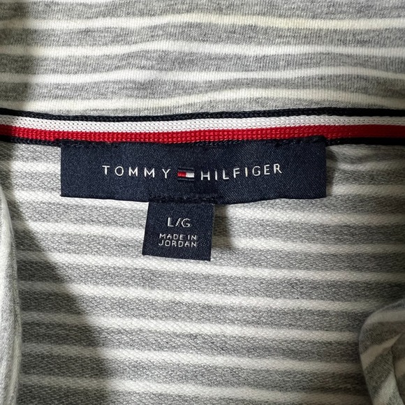 Tommy Hilfiger Womens Knit Military‎ Blazer Jacket Gray White Size Large Preppy - Picture 6 of 7